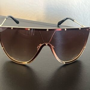 Quay Australia Gold Aviator Sunglasses with Dark Brown Lenses